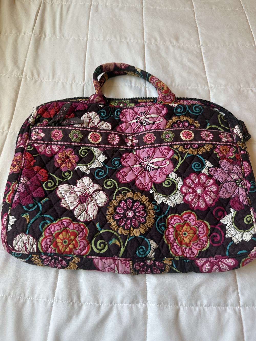 Vera Bradley Quilted Laptop Tote Bag Mod Floral Pink Retired Pattern